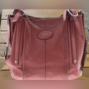 Tod's Elegant Red Leather Shoulder Bag